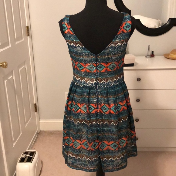 Teal and Orange Lace Dress - Picture 2 of 2